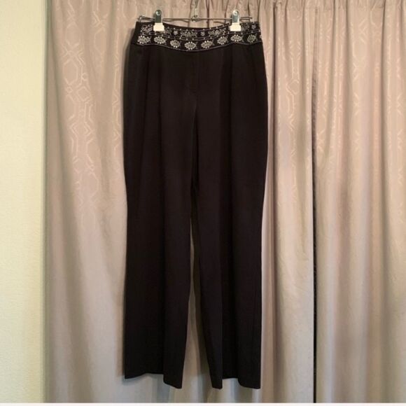 Style & Co. Black Pants Embroidered 10 Boho A15 - Picture 3 of 8